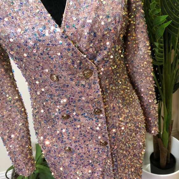 A.Peach Sequins On The Rocks Blazer Dress in Rose Gold Small - Picture 5 of 12